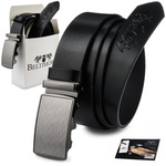 Men's leather belt black wide 3,5 cm Beltimore A20 : Colors - black, Strap size - r.120-135 cm