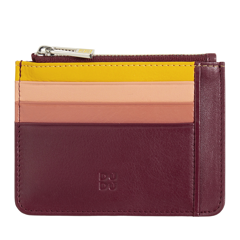 Card holder with YKK zip made in genuine leather by DUDU. Unisex wallet from flat and compact design.