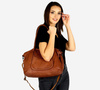 Leather women's shopper with shoulder organizer