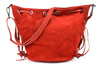 Women's Handbag Bag Leather Suede Tassels Italian Red X39