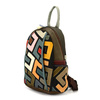 Patterned women's leather backpack with a mosaic pattern