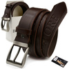 Beltimore men's leather wide belt denim brown 517 : Colors - brown, beige, Strap size - r.120-135 cm