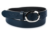 Beltimore leather anti-allergenic women's trouser belt 3 cm navy blue U45 : Colors - navy blue, Strap size - r.110-125 cm