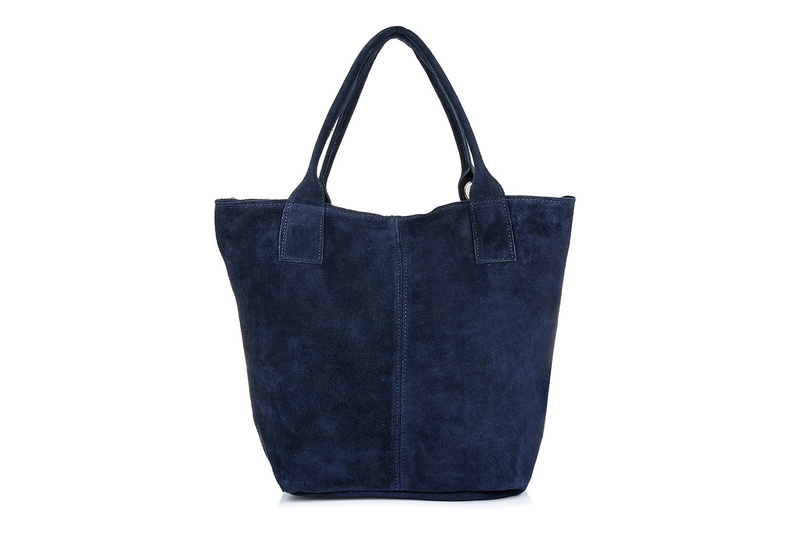 Italian Leather Suede A4 Shopper Handbag navy blue T49