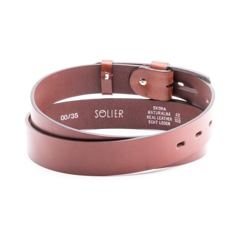 Elegant dark brown leather belt SOLIER SB11