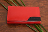 Women's leather wallet large horizontal with earworm RFiD red BELTIMORE 038