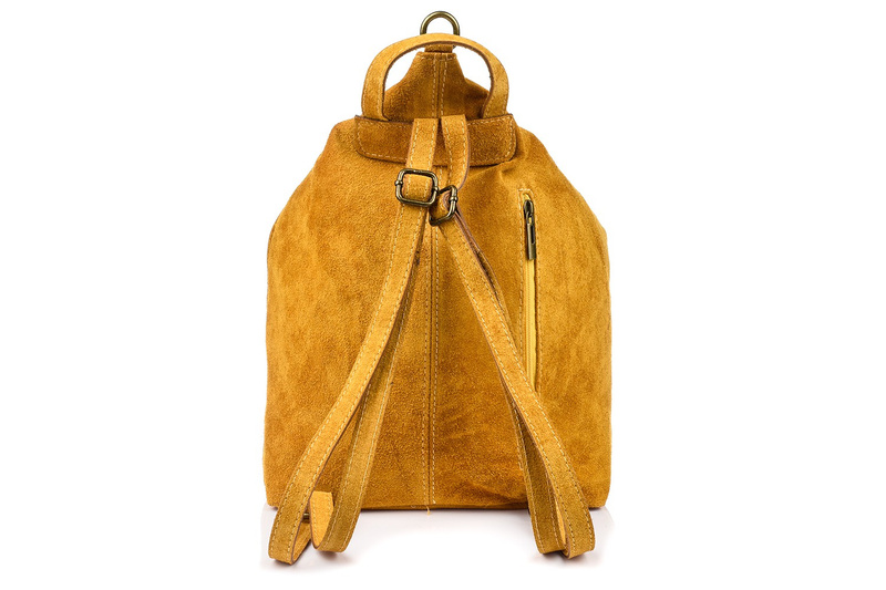 Mustard Italian Stylish Women's Leather Suede Backpack A4 W14.