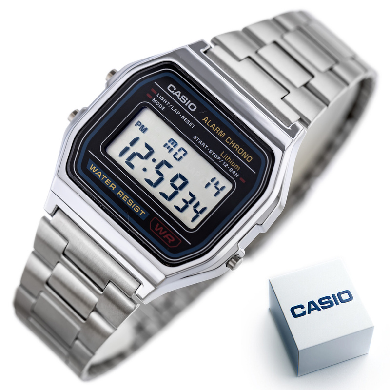 ZEGAREK MĘSKI CASIO A158WA-1D (zd093a) - KLASYKA + BOX