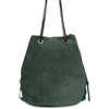 Women's Handbag Bag Leather Suede Tassel Chain Tassels Italian Dark Green M24