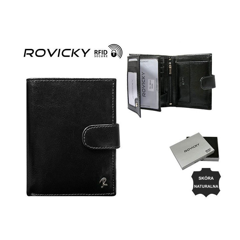 Portfel męski skórzany N4L-BSR-VT-BLACK RFID