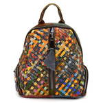 Bunter Damenrucksack mit Mosaikmuster aus Leder