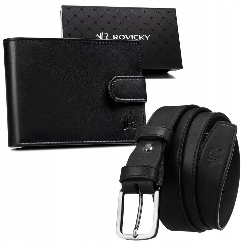 Leatherette wallet and belt set ROVICKY R-N003L-110-PU03