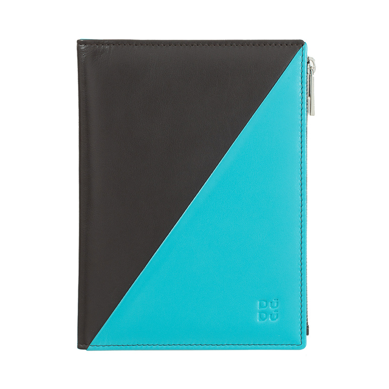 Travel document RFID wallet Colorful Barbados by DUDU in genuine leather with side zip pocket. It is suitable as passport holder and A6 block notes wallet.