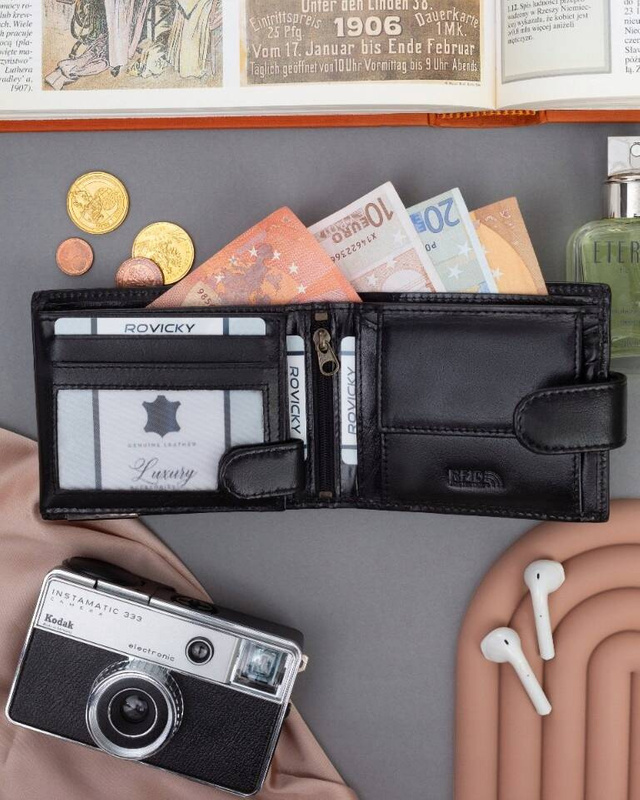 Leather wallet RFID RONALDO RM-02L-BCF-BP