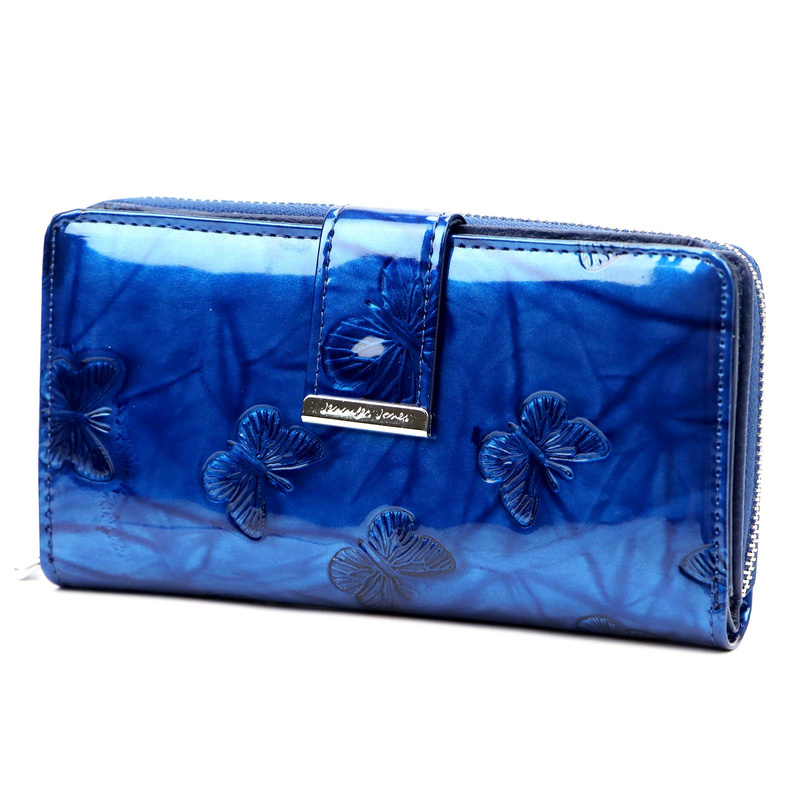 Leather large stylish women's wallet with butterflies