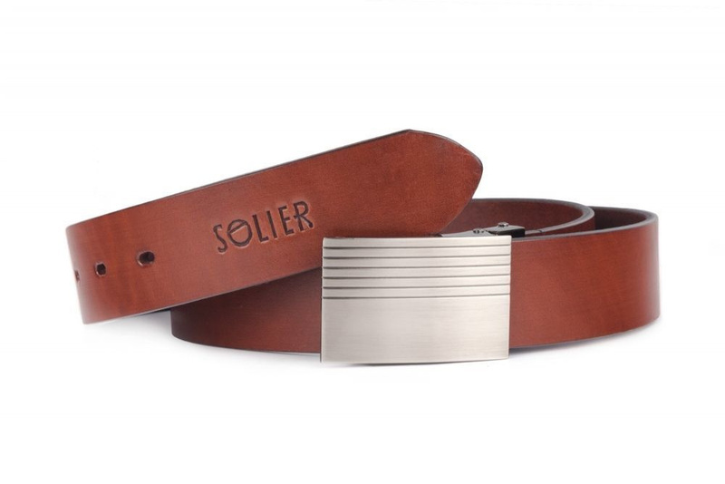 Elegant dark brown leather belt SOLIER SB11