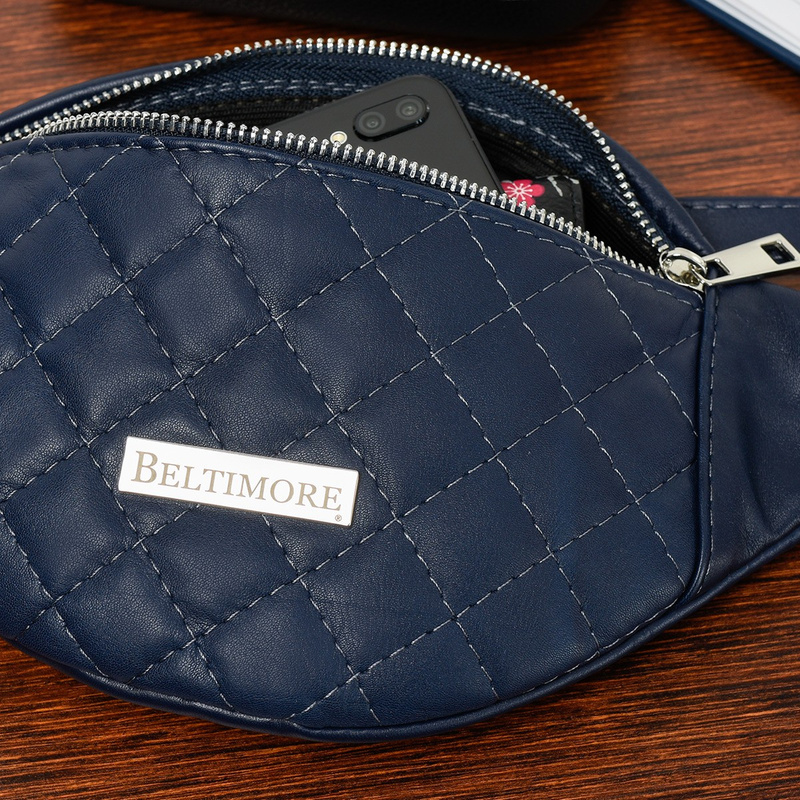 Navy blue quilted leather kidney pouch Beltimore F22