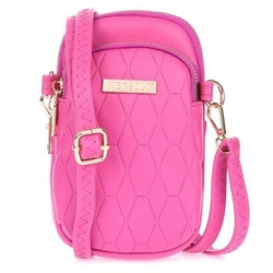 Fuchsia Women's small phone bag mini letterman's purse shoulder report bag eco leather POR-TE-8