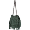 Women's Handbag Bag Leather Suede Tassel Chain Tassels Italian Dark Green M24