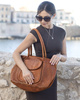 Leather women's shopper with shoulder organizer