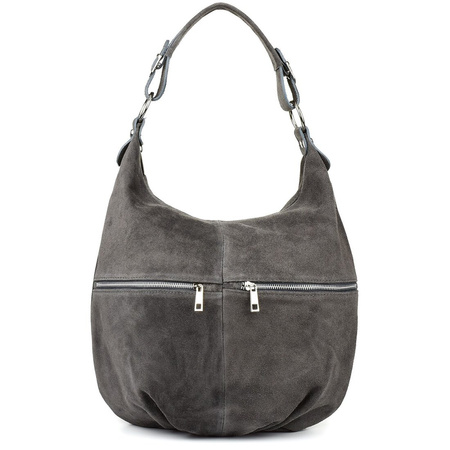 Grey Vera Pelle Suede A4 Leather Handbag Bag K51