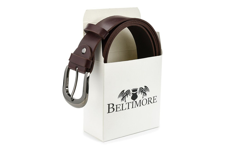 Beltimore women's leather trouser belt 4 cm burgundy A72 : Colors - purple, Strap size - r.80-95 cm