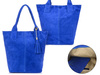 Italian Leather Suede A4 Shopper Handbag cornflower T49