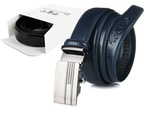 BELTIMORE men's navy blue natural leather belt A26 : Colors - navy blue, Strap size - r.90-105 cm