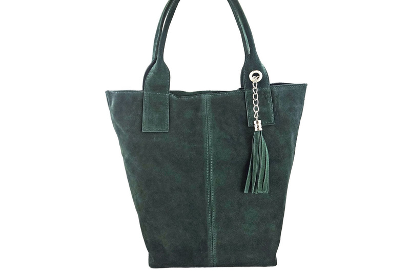 Shopper bag - torebka damska zamszowa - Brązowa 