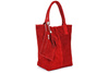 Italian Leather Suede Handbag A4 Shopper Red T49