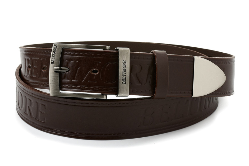 Baltimore men's wide denim leather belt brown 523 : Farben - braun, beige, Gürtelgröße - r.120-135 cm