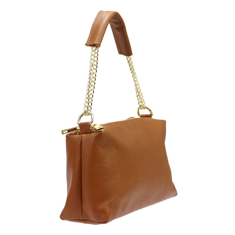 Women's leather shoulder messenger bag with chain