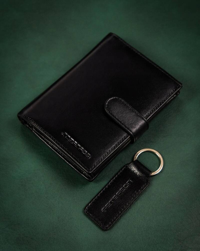 Leather wallet & key ring set PETERSON PTN SET-M-N4L-KCS