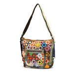 Women's colorful leather messenger bag with mosaic pattern