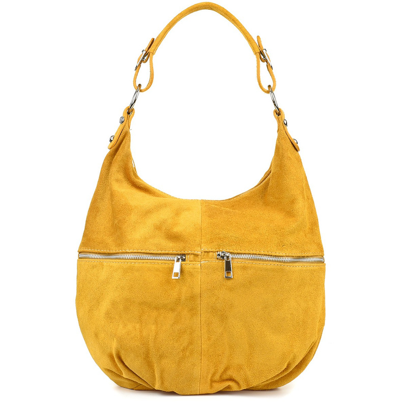 Vera Pelle suede leather handbag large A4 mustard K51