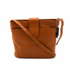 Women's leather messenger bag fastened over the shoulder