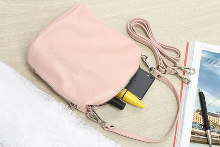 Powder Pink Leather Handbag Small Postbag Italian Leather T85