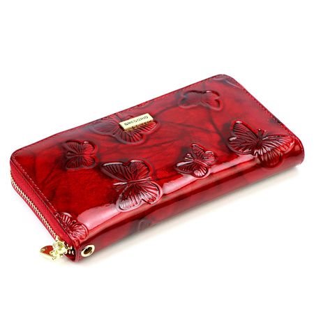 Large patent leather women's wallet with butterflies Gregorio