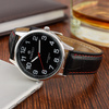 Men's watch quartz black classic leather strap with red trim C410