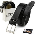 Beltimore full grain leather men's belt black 3.5 cm E10 : Colors - black, Strap size - r.130-145 cm