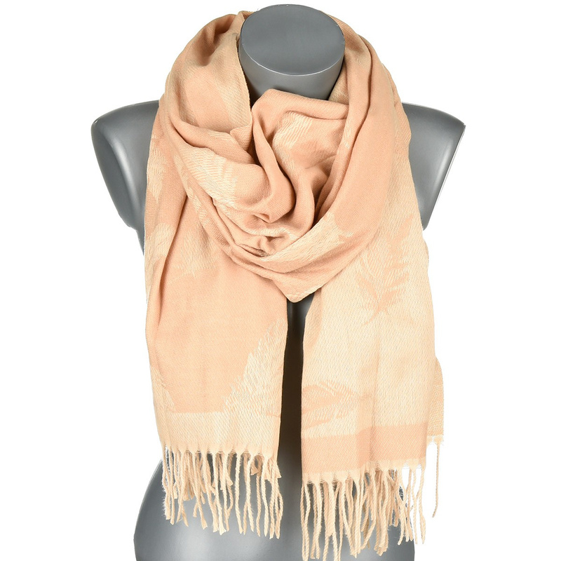 Beige Cotton large women's scarf tassel shawl ST-25