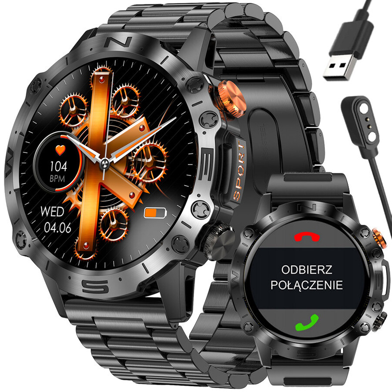 SMARTWATCH MĘSKI GRAVITY GT20-2 - AMOLED, DODATKOWY PASEK (sg024b)