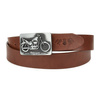 Baltimore leather men's brown wide motorbike belt W07 : Farben - braun, beige, Riemengröße - r.105-120 cm