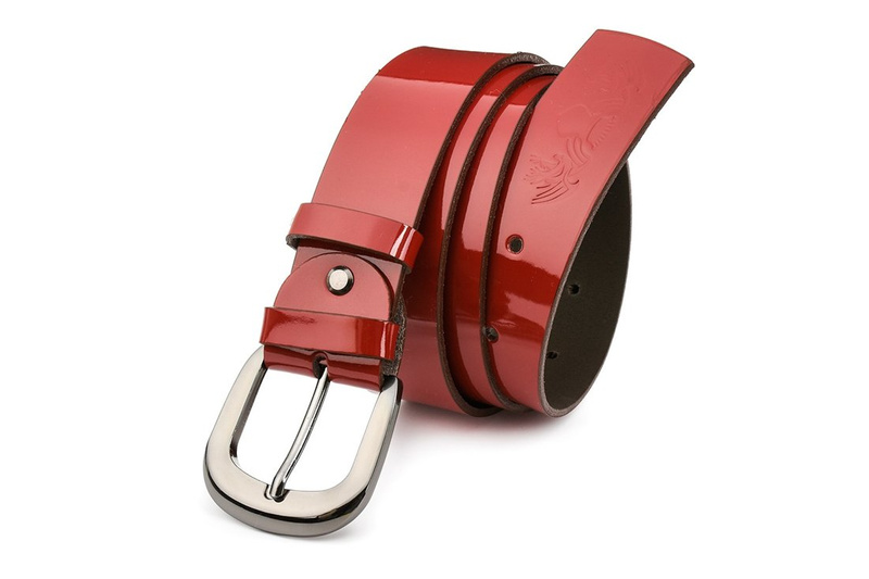 Beltimore women's leather trouser belt 4 cm red A71 : Colors - red, Strap size - r.105-120 cm