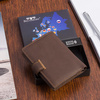 Men's vertical leather wallet with clasp large Beltimore brown RFiD I42