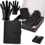 Herren Portemonnaie aus Leder Set Handschuhe schwarz Baltimore T91