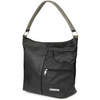 Black and Grey Leather Handbag Women's Postbag Large Classic H08