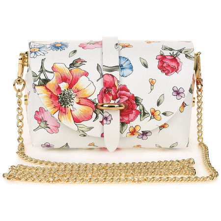 Italienische formale Lederhandtasche auf Kette Floral P45