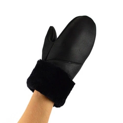 Warm sheepskin mitts leather