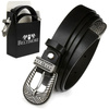 Women's leather horseshoe cowboy belt BELTIMORE D62 : Colors - black, Strap size - r.90-105 cm